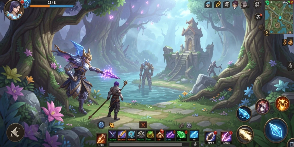 Tangkapan layar gameplay 234E menunjukkan aksi pertarungan yang seru di dunia MMORPG.