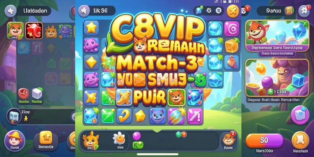 Screenshot utama C8VIP yang menampilkan gameplay Match-3 yang seru.