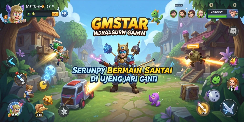 Tampilan gameplay GMSTAR yang menarik dan penuh warna.