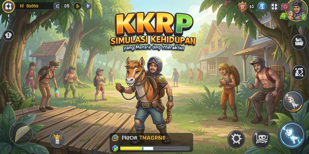 Screenshot utama KKRP menampilkan gameplay simulasi kehidupan yang seru.